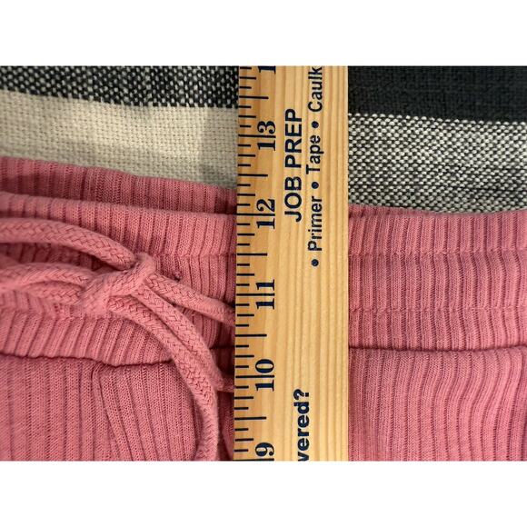 Zara Ribbed Knit High Waist Flare Pants Pink Stretch Size Medium Boho Bohemian - Picture 11 of 11
